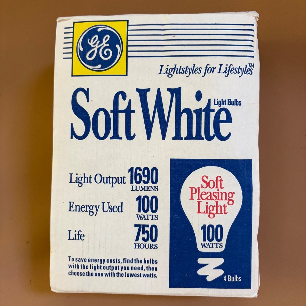 GE Soft White 100W Incandescent Light Bulbs 1690 Lumens 3 Pack Vintage 41036